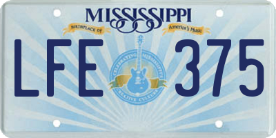 MS license plate LFE375