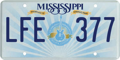 MS license plate LFE377