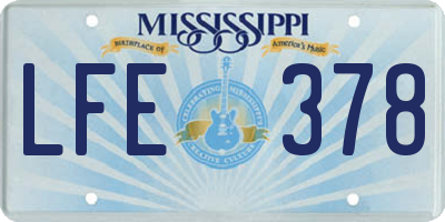MS license plate LFE378