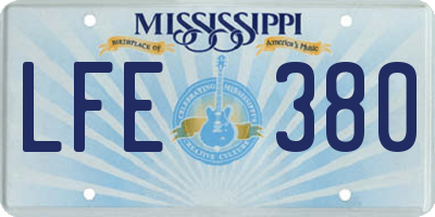 MS license plate LFE380