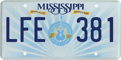 MS license plate LFE381