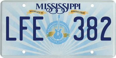 MS license plate LFE382