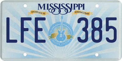 MS license plate LFE385
