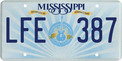 MS license plate LFE387