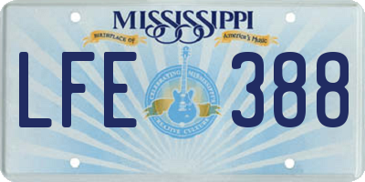 MS license plate LFE388