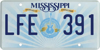 MS license plate LFE391