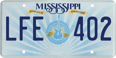 MS license plate LFE402