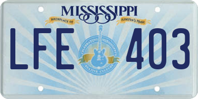 MS license plate LFE403