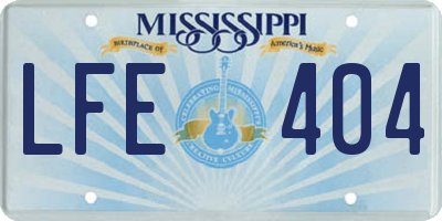 MS license plate LFE404