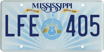 MS license plate LFE405