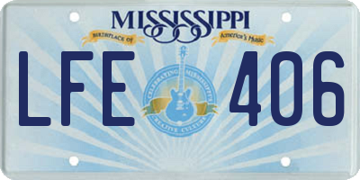 MS license plate LFE406