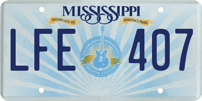 MS license plate LFE407