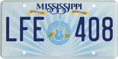 MS license plate LFE408
