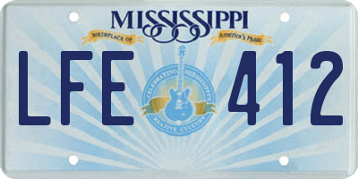 MS license plate LFE412