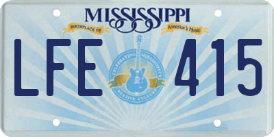 MS license plate LFE415