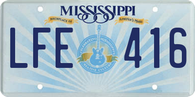 MS license plate LFE416