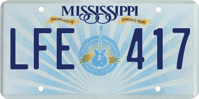 MS license plate LFE417