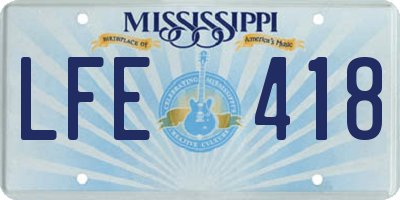 MS license plate LFE418