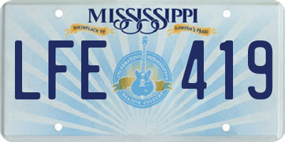 MS license plate LFE419