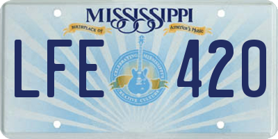 MS license plate LFE420