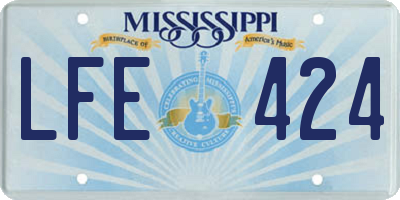 MS license plate LFE424