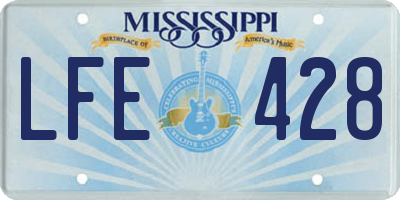 MS license plate LFE428