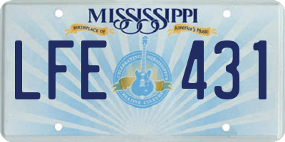 MS license plate LFE431