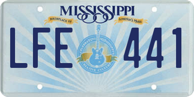 MS license plate LFE441