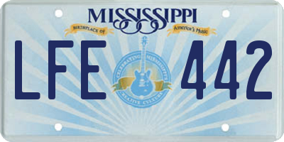 MS license plate LFE442