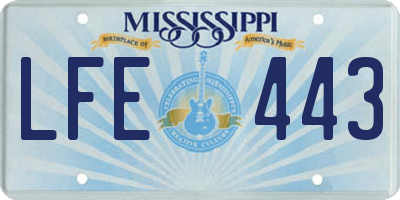 MS license plate LFE443