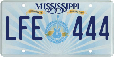 MS license plate LFE444