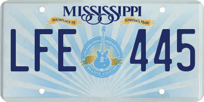 MS license plate LFE445