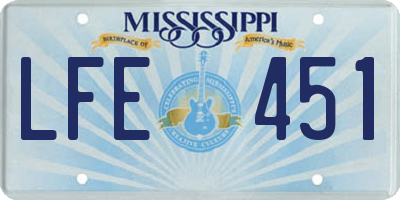 MS license plate LFE451