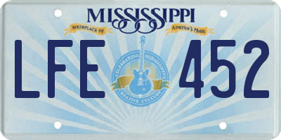 MS license plate LFE452