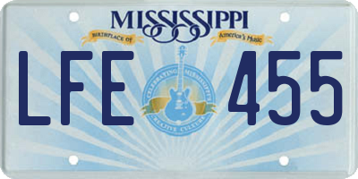 MS license plate LFE455