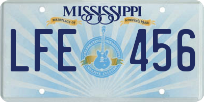 MS license plate LFE456