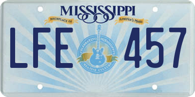 MS license plate LFE457