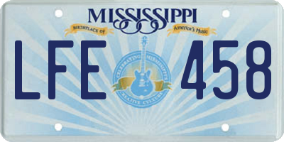 MS license plate LFE458
