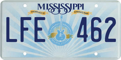 MS license plate LFE462