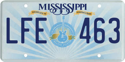 MS license plate LFE463