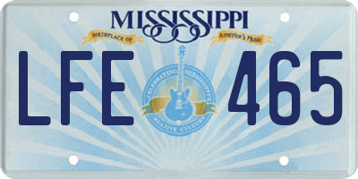 MS license plate LFE465