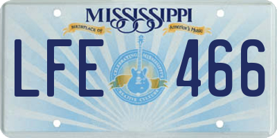 MS license plate LFE466