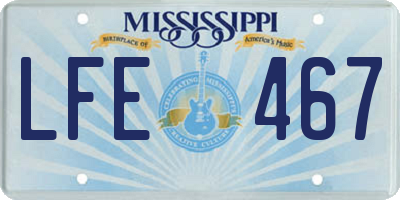 MS license plate LFE467