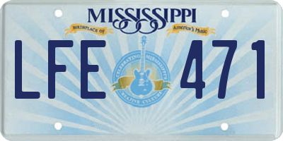 MS license plate LFE471