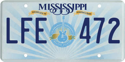 MS license plate LFE472