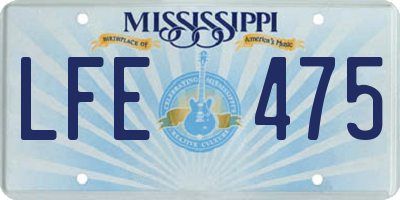 MS license plate LFE475