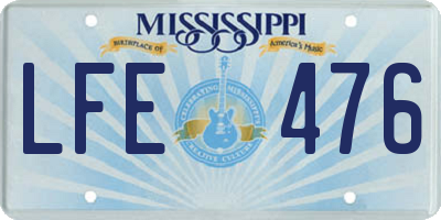 MS license plate LFE476