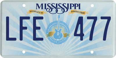 MS license plate LFE477