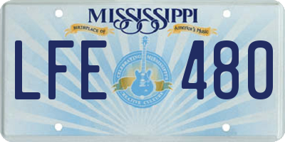 MS license plate LFE480