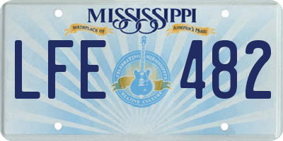 MS license plate LFE482